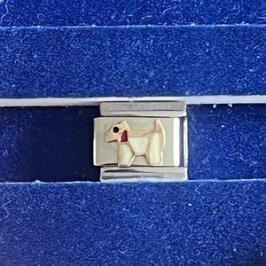 White Dog Italian Charm Stainless Steel Charm for Bracelet